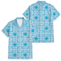 Polu Hawaii Iwa Bird Palaka Motifs Family Matching Long Sleeve Bodycon Dress and Hawaiian Shirt LT14 Dad's Shirt - Short Sleeve Blue - Polynesian Pride