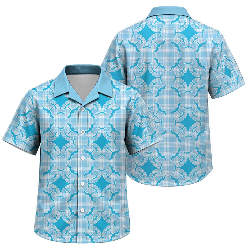 Polu Hawaii Iwa Bird Palaka Motifs Family Matching Tank Maxi Dress and Hawaiian Shirt LT14 Son's Shirt Blue - Polynesian Pride