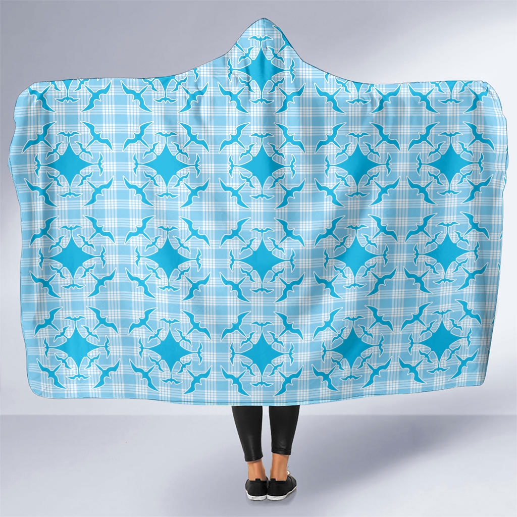 Polu Hawaii Iwa Bird Palaka Motifs Hooded Blanket LT14 One Size Blue - Polynesian Pride