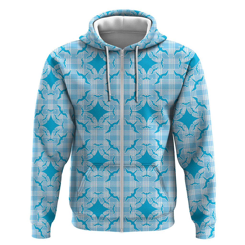 Polu Hawaii Iwa Bird Palaka Motifs Hoodie LT14 Zip Hoodie Blue - Polynesian Pride