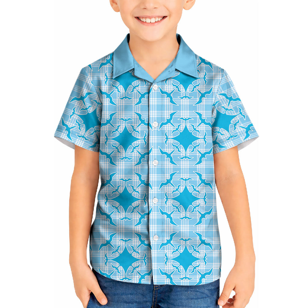 Polu Hawaii Iwa Bird Palaka Motifs Kid Hawaiian Shirt LT14 Kid Blue - Polynesian Pride