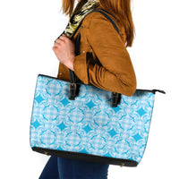 Polu Hawaii Iwa Bird Palaka Motifs Leather Tote Bag LT14 Blue - Polynesian Pride