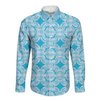 Polu Hawaii Iwa Bird Palaka Motifs Long Sleeve Button Shirt LT14 Unisex Blue - Polynesian Pride