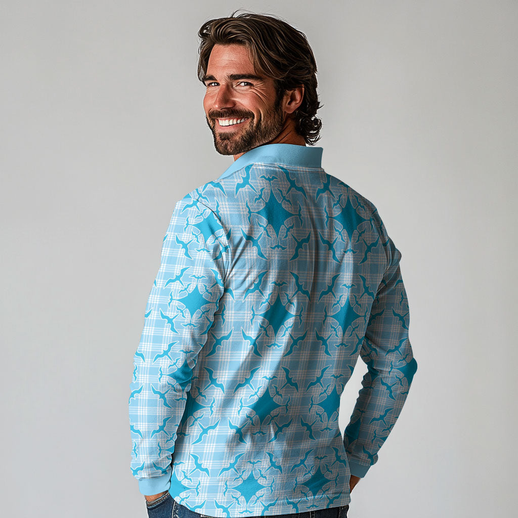 Polu Hawaii Iwa Bird Palaka Motifs Long Sleeve Polo Shirt LT14 - Polynesian Pride