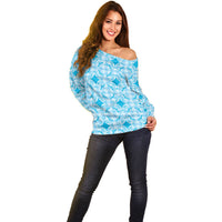 Polu Hawaii Iwa Bird Palaka Motifs Off Shoulder Sweater LT14 - Polynesian Pride