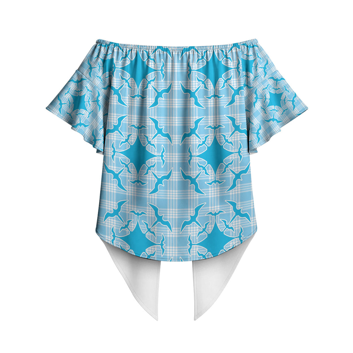 Polu Hawaii Iwa Bird Palaka Motifs Off Shoulder Wrap Waist Top LT14 - Polynesian Pride