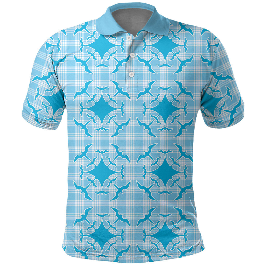 Polu Hawaii Iwa Bird Palaka Motifs Polo Shirt LT14 Blue - Polynesian Pride