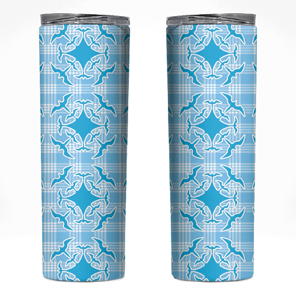 Polu Hawaii Iwa Bird Palaka Motifs Skinny Tumbler LT14 Blue - Polynesian Pride