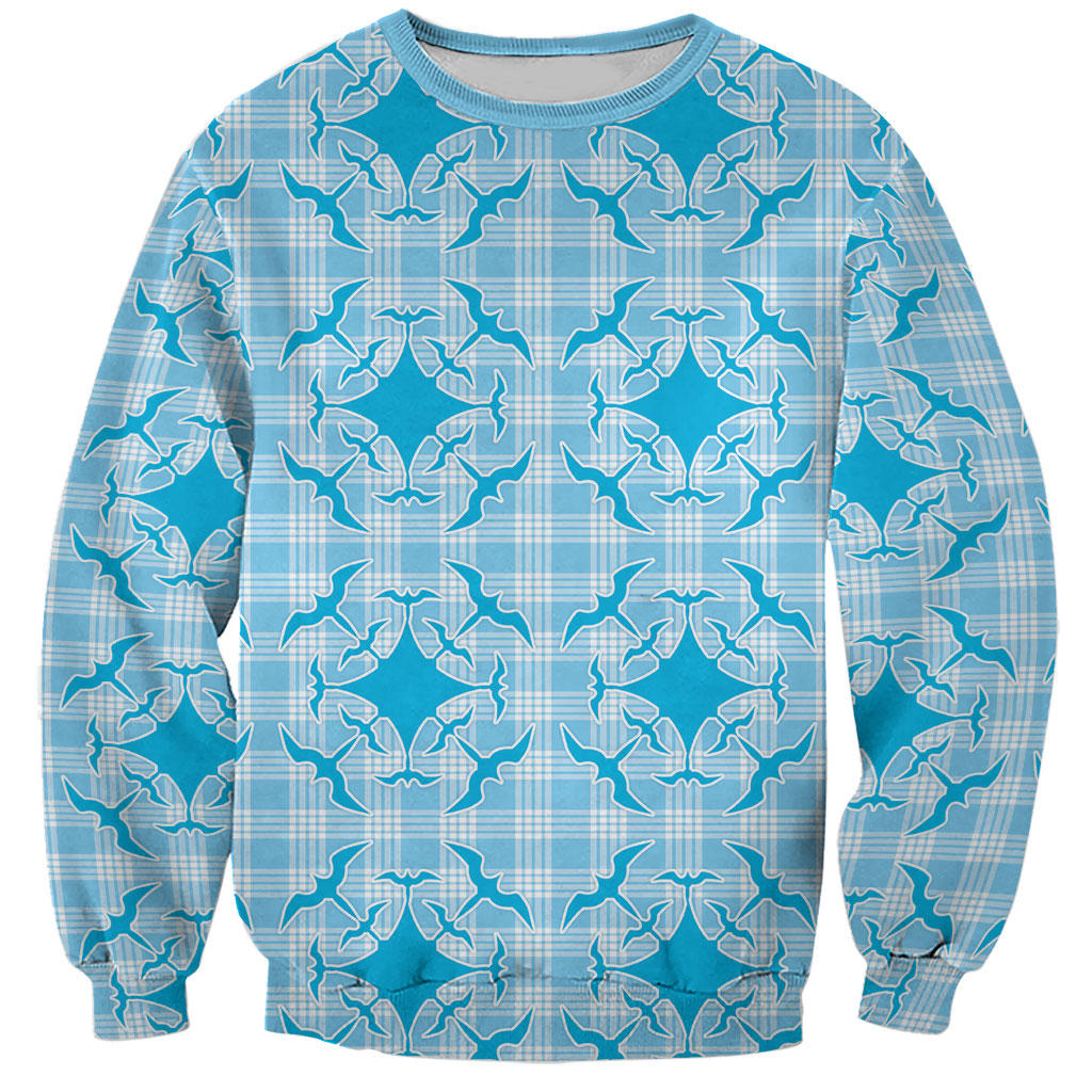 Polu Hawaii Iwa Bird Palaka Motifs Sweatshirt LT14 Unisex Blue - Polynesian Pride