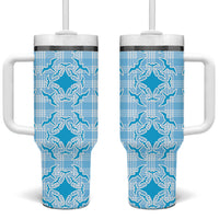 Polu Hawaii Iwa Bird Palaka Motifs Tumbler With Handle LT14 One Size: 40 oz Blue - Polynesian Pride