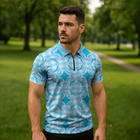 Polu Hawaii Iwa Bird Palaka Motifs Zipper Polo Shirt LT14 - Polynesian Pride