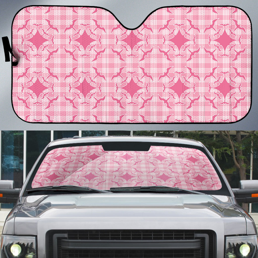 Alaka Hawaii Iwa Bird Palaka Motifs Auto Sun Shade LT14 Pink - Polynesian Pride