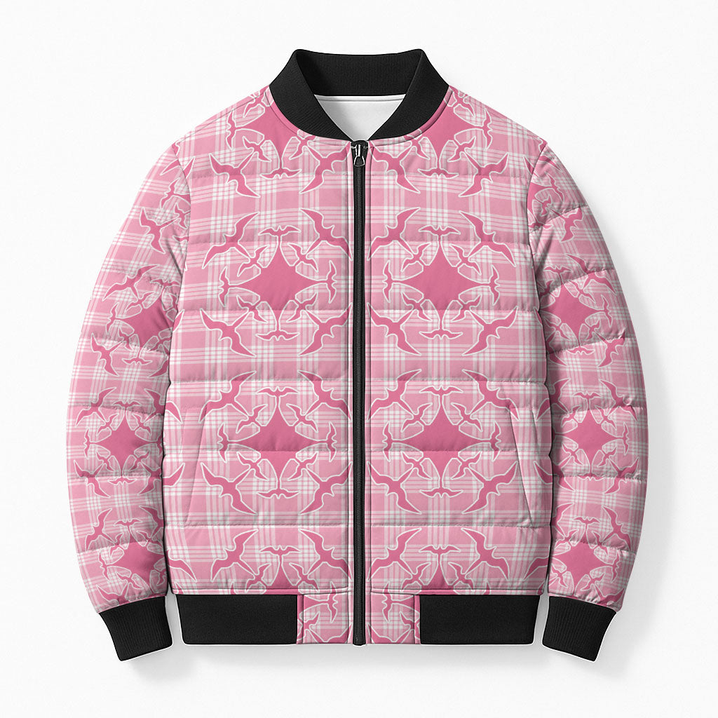 Alaka Hawaii Iwa Bird Palaka Motifs Bomber Puffer Jacket LT14 Unisex Pink - Polynesian Pride