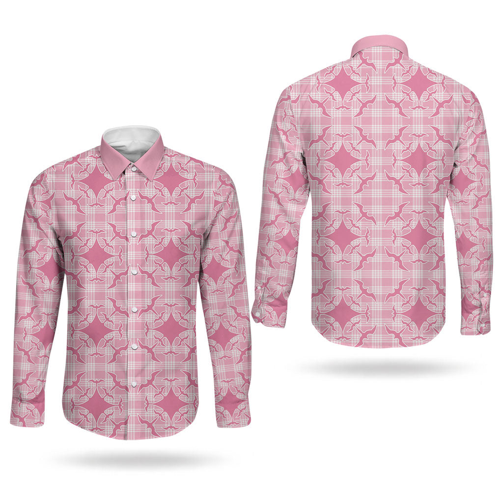 Alaka Hawaii Iwa Bird Palaka Motifs Couples Matching Mermaid Dress and Long Sleeve Button Shirt LT14 - Polynesian Pride