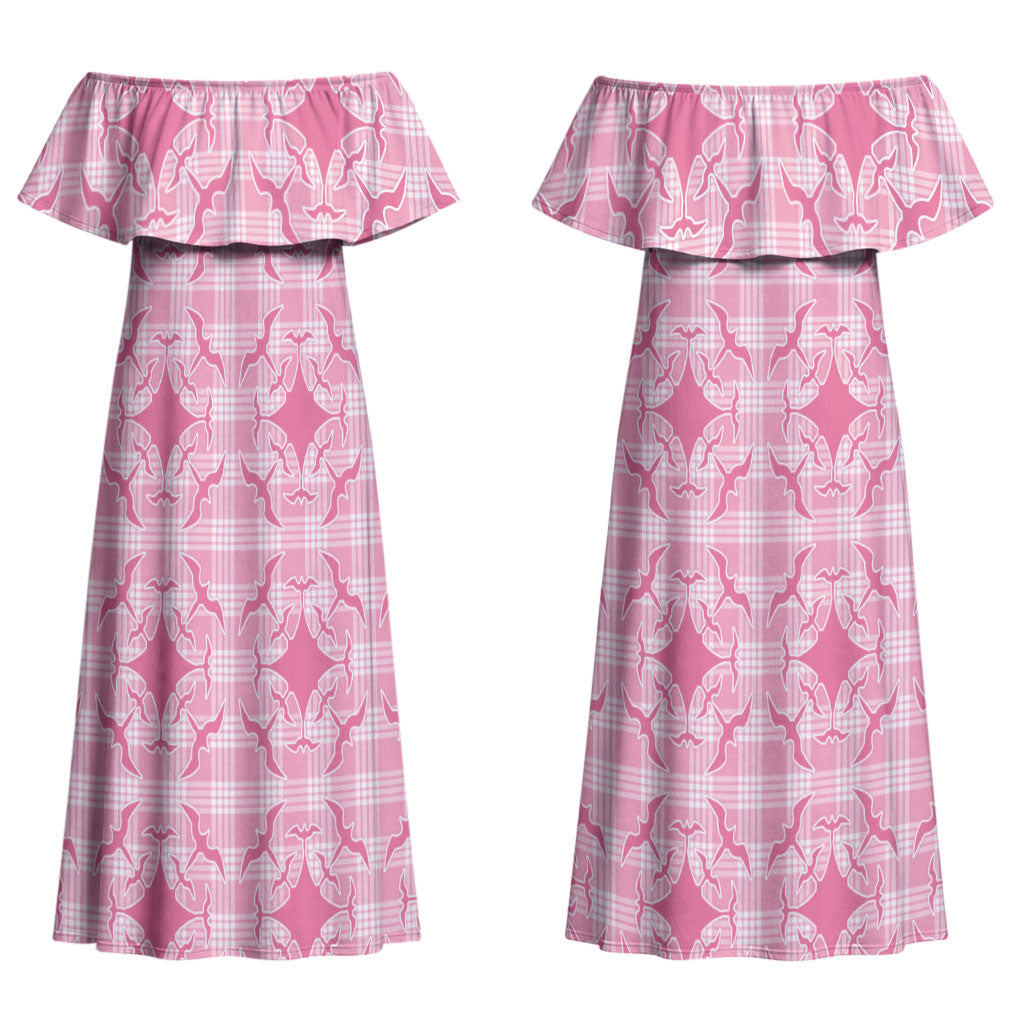 Alaka Hawaii Iwa Bird Palaka Motifs Couples Matching Off Shoulder Maxi Dress and Hawaiian Shirt LT14 - Polynesian Pride