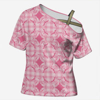 Alaka Hawaii Iwa Bird Palaka Motifs Cross Shoulder Shirt LT14 Female Pink - Polynesian Pride