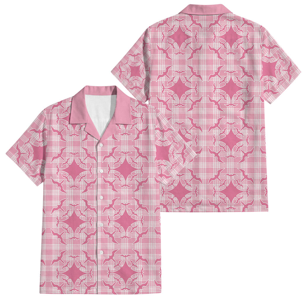 Alaka Hawaii Iwa Bird Palaka Motifs Family Matching Off Shoulder Maxi Dress and Hawaiian Shirt LT14 Dad's Shirt - Short Sleeve Pink - Polynesian Pride