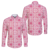 Alaka Hawaii Iwa Bird Palaka Motifs Family Matching Summer Maxi Dress and Hawaiian Shirt LT14 Dad's Shirt - Long Sleeve Pink - Polynesian Pride