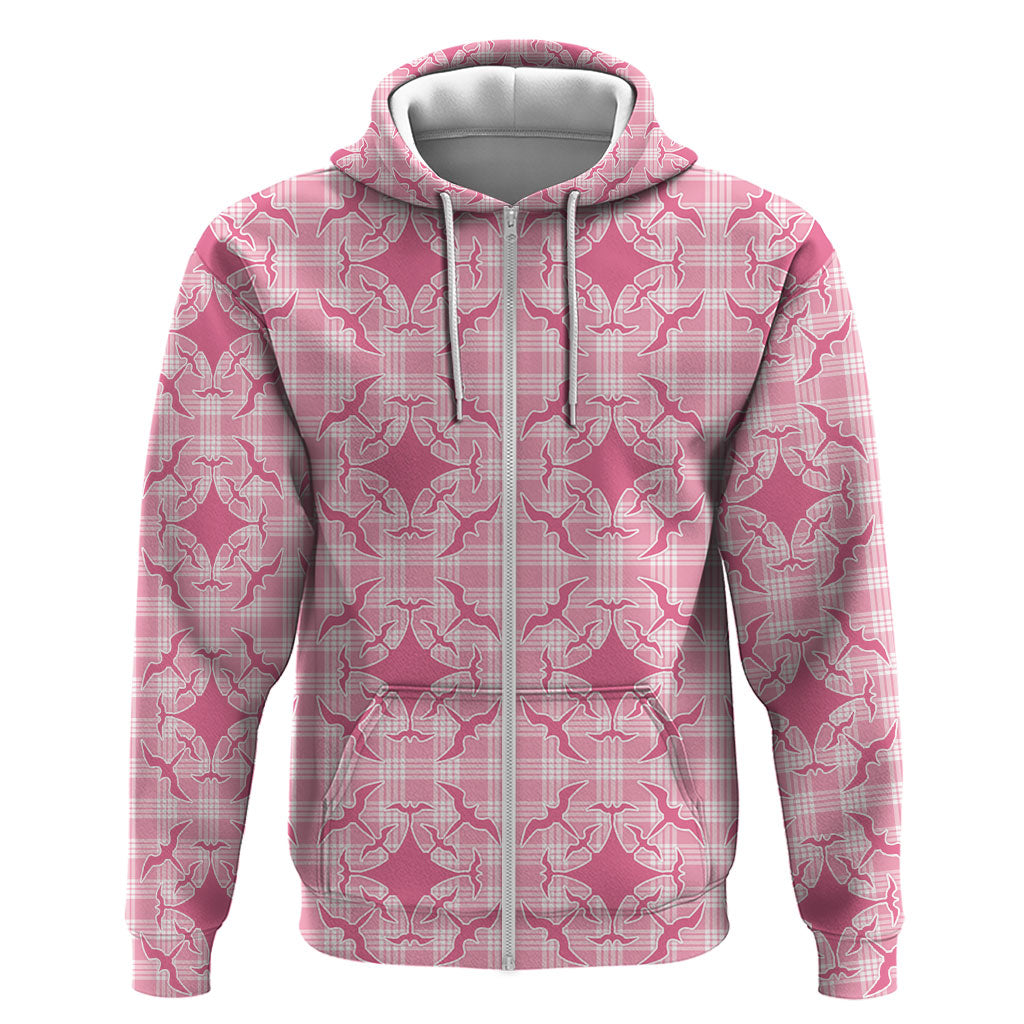 Alaka Hawaii Iwa Bird Palaka Motifs Hoodie LT14 Zip Hoodie Pink - Polynesian Pride