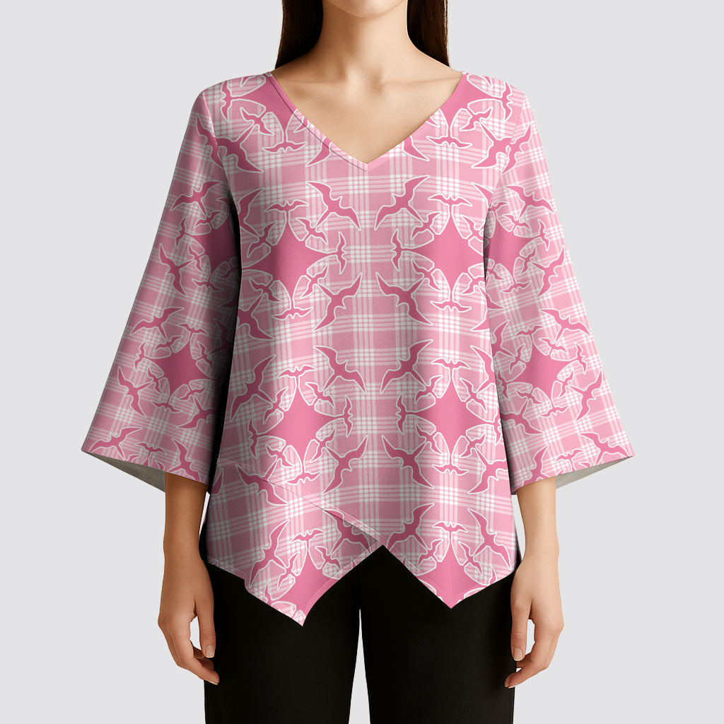 Alaka Hawaii Iwa Bird Palaka Motifs Kimono Sleeve Blouse LT14 - Polynesian Pride