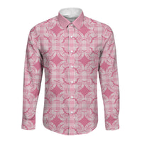Alaka Hawaii Iwa Bird Palaka Motifs Long Sleeve Button Shirt LT14 Unisex Pink - Polynesian Pride