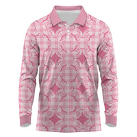 Alaka Hawaii Iwa Bird Palaka Motifs Long Sleeve Polo Shirt LT14 Pink - Polynesian Pride