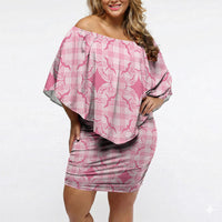 Alaka Hawaii Iwa Bird Palaka Motifs Off Shoulder Short Dress LT14 Women Pink - Polynesian Pride