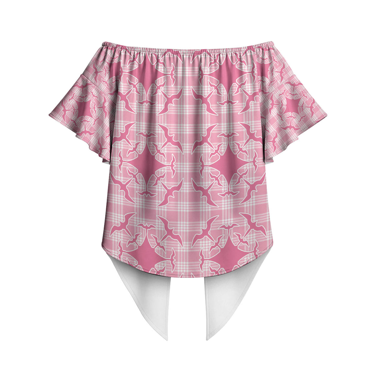 Alaka Hawaii Iwa Bird Palaka Motifs Off Shoulder Wrap Waist Top LT14 - Polynesian Pride