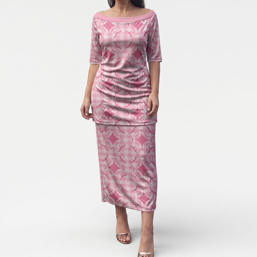 Alaka Hawaii Iwa Bird Palaka Motifs Puletasi LT14 Long Dress Pink - Polynesian Pride