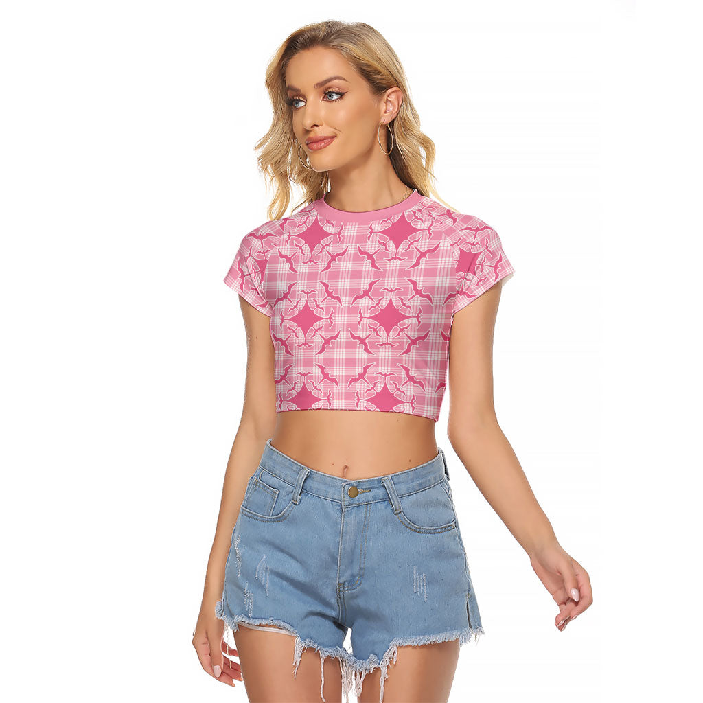 Alaka Hawaii Iwa Bird Palaka Motifs Raglan Cropped T Shirt LT14 Female Pink - Polynesian Pride