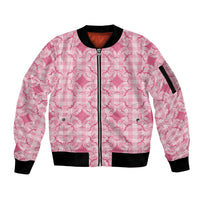 Alaka Hawaii Iwa Bird Palaka Motifs Sleeve Zip Bomber Jacket LT14 Unisex Pink - Polynesian Pride