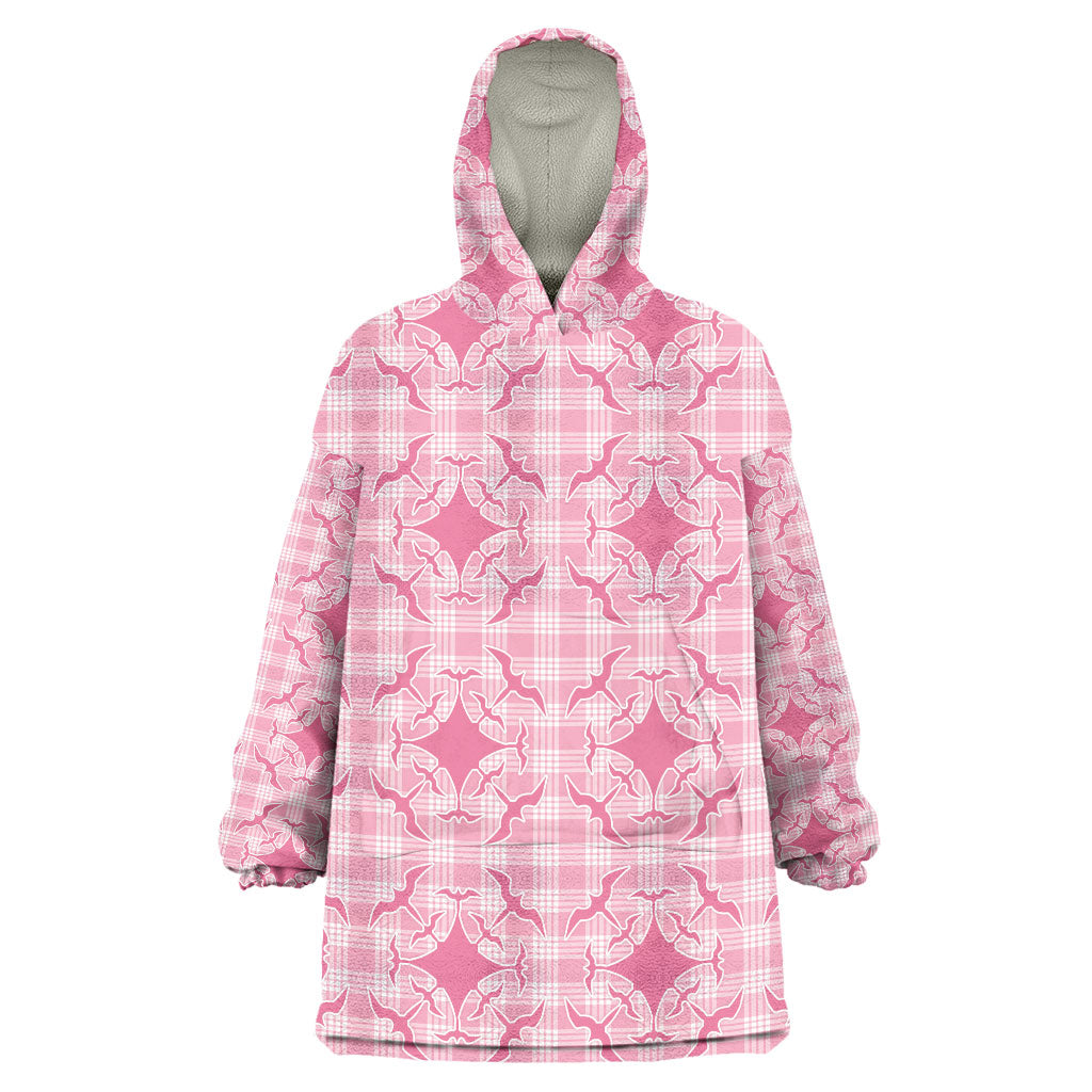 Alaka Hawaii Iwa Bird Palaka Motifs Wearable Blanket Hoodie LT14 One Size Pink - Polynesian Pride