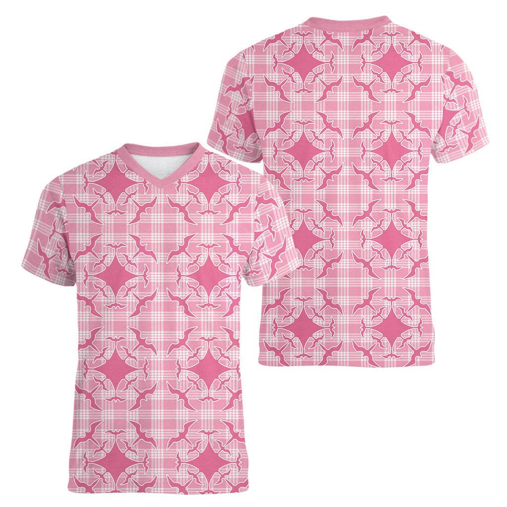 Alaka Hawaii Iwa Bird Palaka Motifs Women V-Neck T-Shirt LT14 - Polynesian Pride