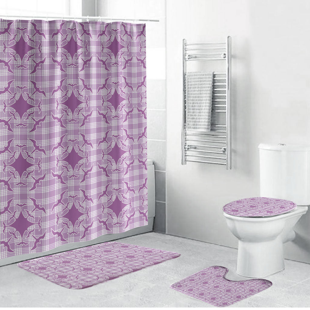 Poni Hawaii Iwa Bird Palaka Motifs Bathroom Set LT14 Bathroom Set (4 pcs) Purple - Polynesian Pride