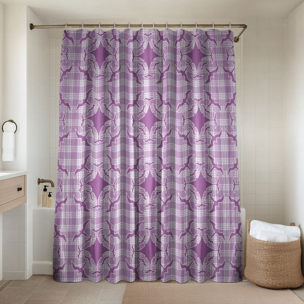 Poni Hawaii Iwa Bird Palaka Motifs Bathroom Set LT14 Shower Curtain Only Purple - Polynesian Pride