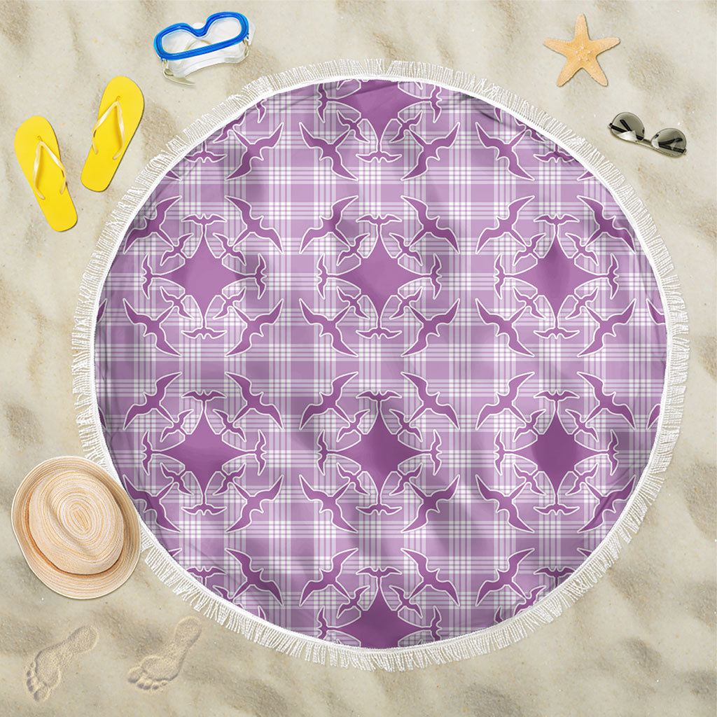 Poni Hawaii Iwa Bird Palaka Motifs Beach Blanket LT14 One Size 150cm Purple - Polynesian Pride