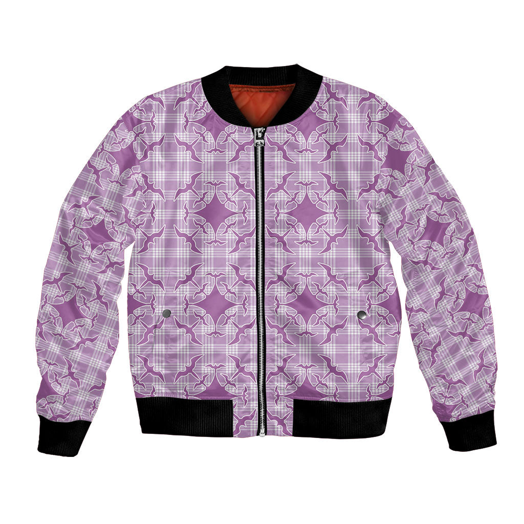 Poni Hawaii Iwa Bird Palaka Motifs Bomber Jacket LT14 Unisex Purple - Polynesian Pride