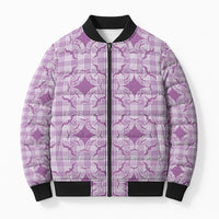 Poni Hawaii Iwa Bird Palaka Motifs Bomber Puffer Jacket LT14 Unisex Purple - Polynesian Pride