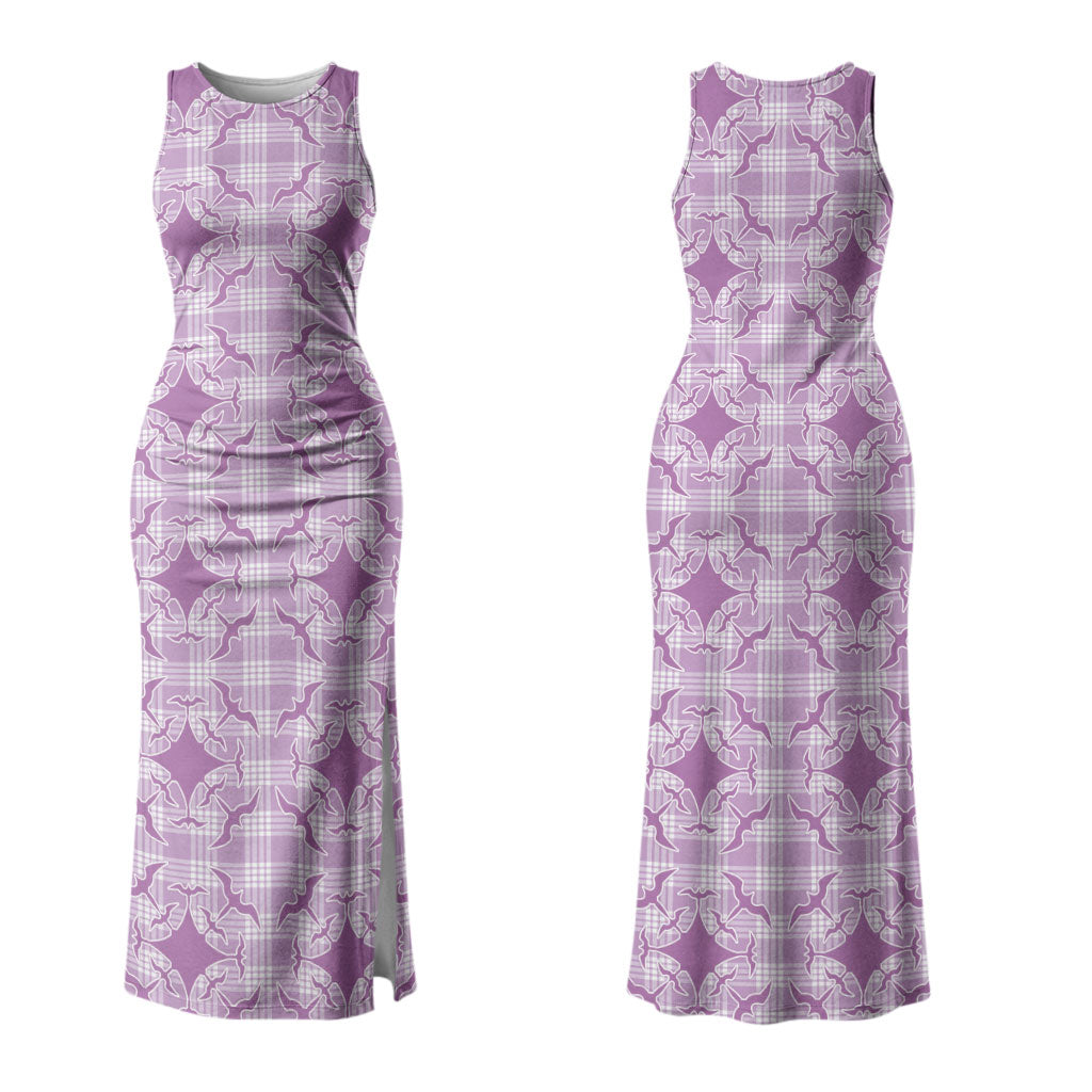 Poni Hawaii Iwa Bird Palaka Motifs Couples Matching Tank Maxi Dress and Long Sleeve Button Shirt LT14 - Polynesian Pride