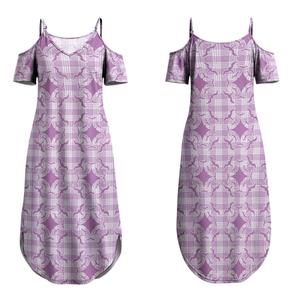 Poni Hawaii Iwa Bird Palaka Motifs Family Matching Summer Maxi Dress and Hawaiian Shirt LT14 Mom's Dress Purple - Polynesian Pride