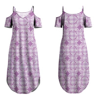Poni Hawaii Iwa Bird Palaka Motifs Family Matching Summer Maxi Dress and Hawaiian Shirt LT14 Mom's Dress Purple - Polynesian Pride