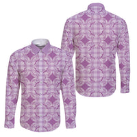 Poni Hawaii Iwa Bird Palaka Motifs Family Matching Summer Maxi Dress and Hawaiian Shirt LT14 Dad's Shirt - Long Sleeve Purple - Polynesian Pride