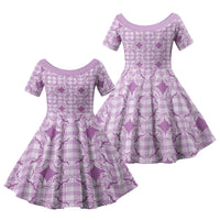 Poni Hawaii Iwa Bird Palaka Motifs Family Matching Summer Maxi Dress and Hawaiian Shirt LT14 Daughter's Dress Purple - Polynesian Pride