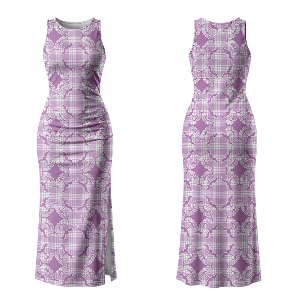 Poni Hawaii Iwa Bird Palaka Motifs Family Matching Tank Maxi Dress and Hawaiian Shirt LT14 Mom's Dress Purple - Polynesian Pride
