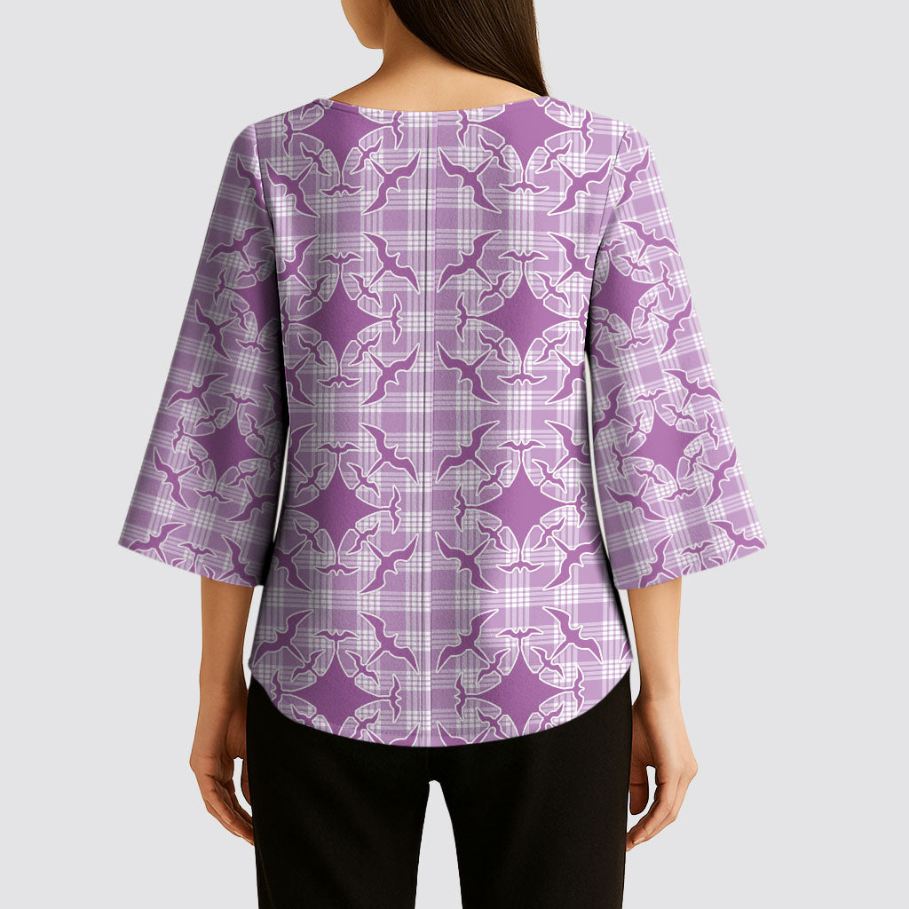 Poni Hawaii Iwa Bird Palaka Motifs Kimono Sleeve Blouse LT14 - Polynesian Pride