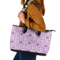 Poni Hawaii Iwa Bird Palaka Motifs Leather Tote Bag LT14 Purple - Polynesian Pride