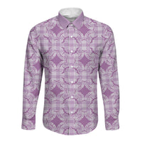 Poni Hawaii Iwa Bird Palaka Motifs Long Sleeve Button Shirt LT14 Unisex Purple - Polynesian Pride