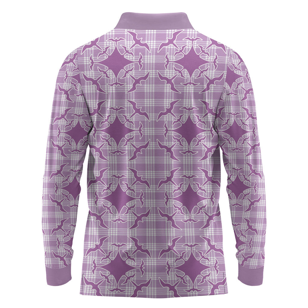 Poni Hawaii Iwa Bird Palaka Motifs Long Sleeve Polo Shirt LT14 - Polynesian Pride