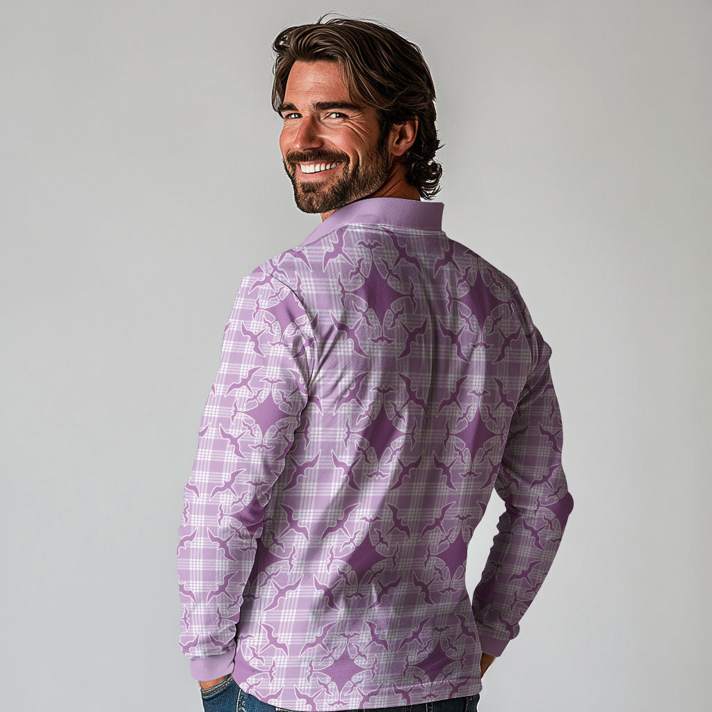 Poni Hawaii Iwa Bird Palaka Motifs Long Sleeve Polo Shirt LT14 - Polynesian Pride