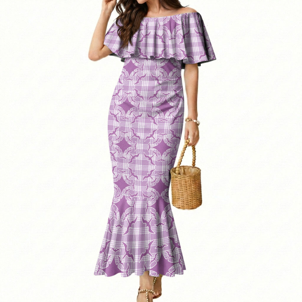 Poni Hawaii Iwa Bird Palaka Motifs Mermaid Dress LT14 Women Purple - Polynesian Pride